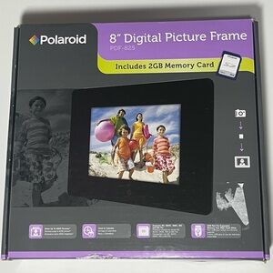 NIB Polaroid Digital Picture Frame 8 Inch PDF-825 2GB Memory Card D/S Black 2012